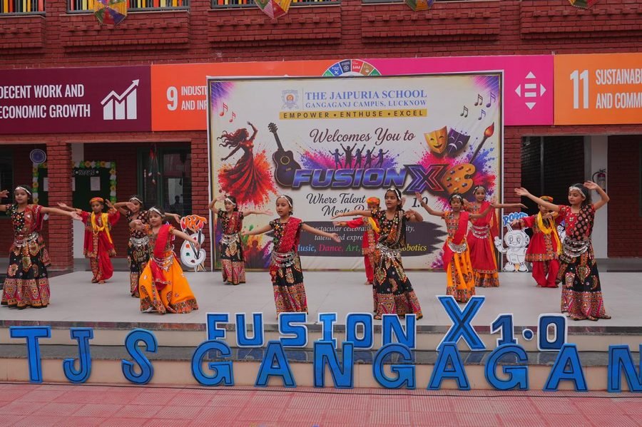 Students performing a traditional dance at the Fusion X cultural event